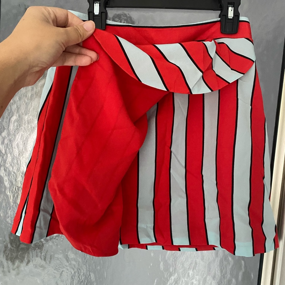 Alice & Olivia Nicky Silk Striped Mini Skirt - image 3